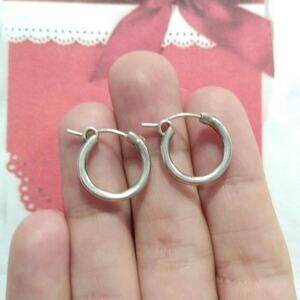 JWK 925 Sterling Silver Huggie Hoop Earrings Small Signed Women Girls Jewelry